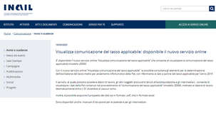 Premi INAIL, disponibile il servizio online per visualizzare il tasso applicabile