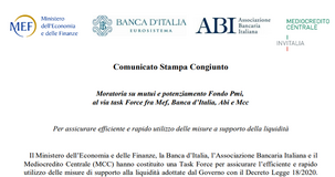 Sospensione mutui e potenziamento Fondo di garanzia PMI: task force per la liquidità delle imprese