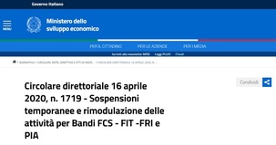Bandi MISE Ricerca e Sviluppo: istruzioni su sospensione e rimodulazione attività