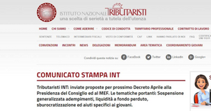 Decreto Aprile, proposte INT al Governo: sospensione adempimenti e liquidità