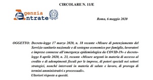 Detrazione mascherine e altri chiarimenti nella circolare AdE su DL Cura Italia e Liquidità