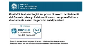 Test sierologici sul lavoro: la tutela della privacy e il ruolo del medico competente