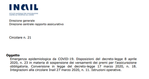 Proroga versamenti, sospensione premi INAIL con obbligo di comunicazione