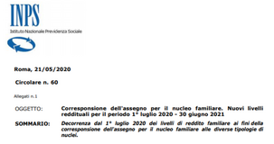 Assegni familiari: nuove tabelle ANF INPS dal 1° luglio 2020