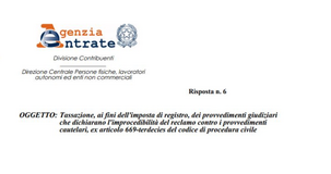 Imposta di registro: l'improcedibilità del reclamo non ha tassazione fissa