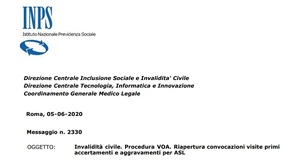 Visite INPS per accertamento invalidità, la ripresa dopo lo stop per coronavirus
