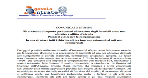 Codice tributo compensazione credito d'imposta affitti di aprile