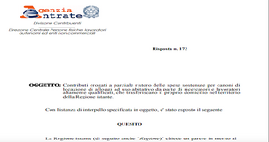 Contributi affitti dalla Regione: possono essere tassati? I chiarimenti dell'AdE