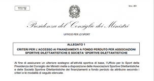 Contributi a fondo perduto anche per associazioni e società sportive dilettantistiche