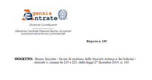 Bonus facciate, le parti dell'edificio interessate e la causale del bonifico