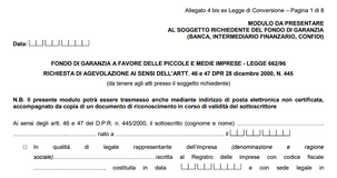 Prestito fino a 30.000 euro del Fondo PMI: ecco il modulo