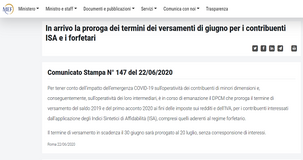MEF: proroga imposte al 20 luglio (comunicato stampa ufficiale)
