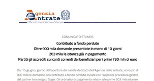 Contributi a fondo perduto, pagamenti al via: 730 milioni sui conti correnti delle partite IVA 
