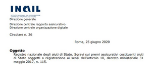 Aiuti di Stato e sgravi, le istruzioni INAIL per la registrazione al RNA