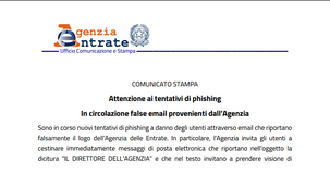 Mail dall'Agenzia delle Entrate sui pagamenti: attenzione alla truffa 