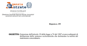 Scioglimento matrimonio, esenzione fiscale anche per le sentenze ecclesiastiche