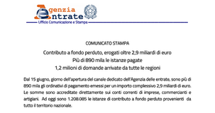Contributi a fondo perduto: alcune riflessioni sui primi dati 