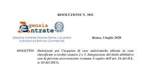 Casa antisismica: asseverazione da presentare entro la data del rogito
