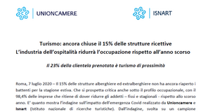 Turismo, dati Unioncamere: il 15% di alberghi e strutture è ancora chiuso