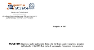 Detrazioni figli a carico: residenti all'estero esclusi, ma con un'eccezione