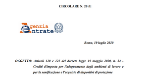 Agevolazioni sanificazione ed adeguamento ambienti di lavoro: la circolare AdE