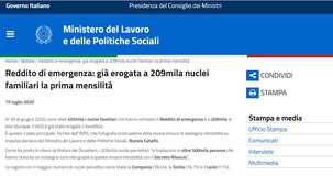 Reddito di emergenza: pagamento per 209 mila nuclei, si avvicina la scadenza della domanda 