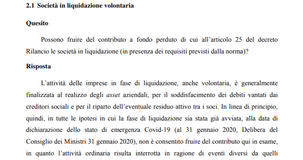 Contributi a fondo perduto, anche per le società in liquidazione volontaria