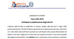Destinazione 5 per mille: la scelta dei contribuenti nella dichiarazione dei redditi 2019 