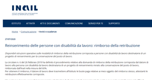 Lavoratori disabili, le istruzioni INAIL sul rimborso delle retribuzioni