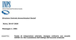 Assegno ordinario FIS con causale Covid 19 senza accordo sindacale