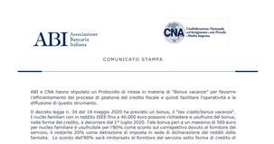 Bonus vacanze 2020, cessione credito alle banche: l'intesa ABI e CNA 