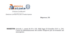 Credito di imposta mezzogiorno: lo spostamento dei beni fa perdere l'agevolazione?
