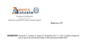 Credito imposta quotazione PMI, i chiarimenti sulle spese di consulenza