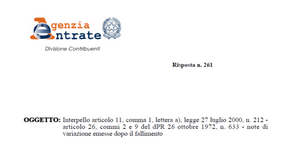 Procedura concorsuale, la nota di variazione IVA va emessa dopo l'esito