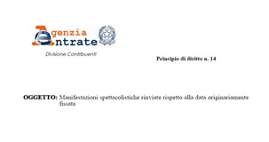 Spettacoli e intrattenimenti: la scadenza delle imposte in caso di rinvio