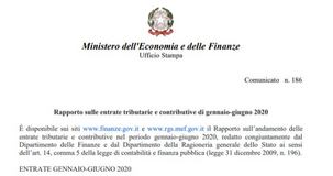 Entrate tributarie e contributive, dati MEF giugno: 24 miliardi in meno