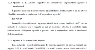 Contributi a fondo perduto: spettano ai coadiuvanti dell'imprenditore agricolo e ai consorzi tra imprese?