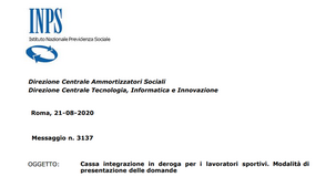 Domanda CIGD sportivi: istruzioni INPS per richiedere la cassa integrazione in deroga