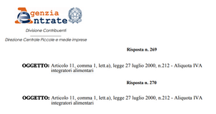 Quando si applica l'aliquota IVA ridotta agli integratori alimentari? Dipende dai casi