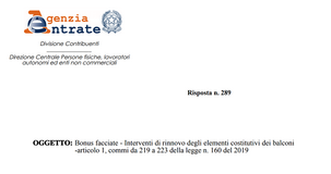 Bonus facciate e rifacimento dei balconi: la detrazione del 90% ha un'ampia portata