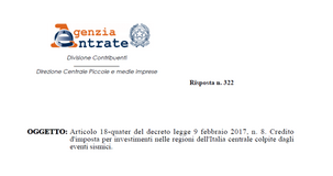 Credito di imposta sisma centro Italia: i beni che rientrano nell'agevolazione