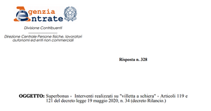 Ecobonus 110% per lavori su villette a schiera: i chiarimenti delle Entrate 