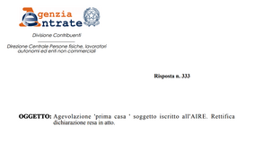 Bonus prima casa residenti all'estero: ok alla rettifica sul trasferimento in Italia 