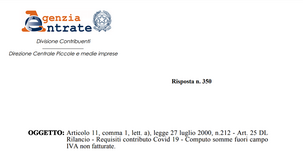 Contributi a fondo perduto, anche le note fuori campo IVA nel calcolo del fatturato