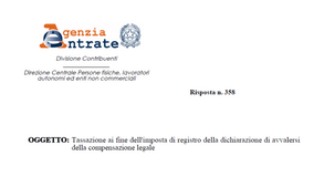 Imposta di registro: è fissa a 200 euro per la compensazione legale in atto pubblico