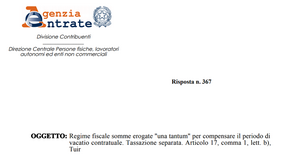 Arretrati, agli importi una tantum previsti dal CCNL si applica la tassazione separata