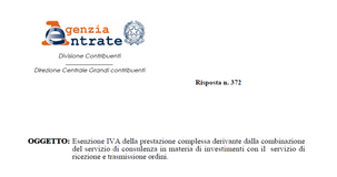 Consulenza finanziaria: se collegata con RTO c'è l'esenzione IVA