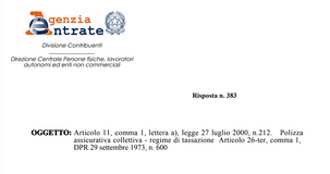 L'assicurazione sulla vita rientra tra i fringe benefit e costituisce reddito di lavoro