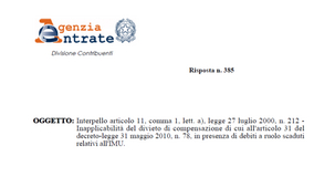 IMU: sì alla compensazione con credito IVA per debiti oltre 1.500 euro