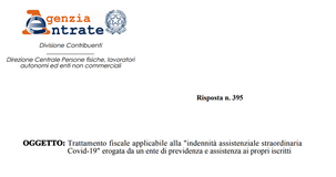 Indennità Covid 19 erogate dagli enti privati, restano fuori dal reddito